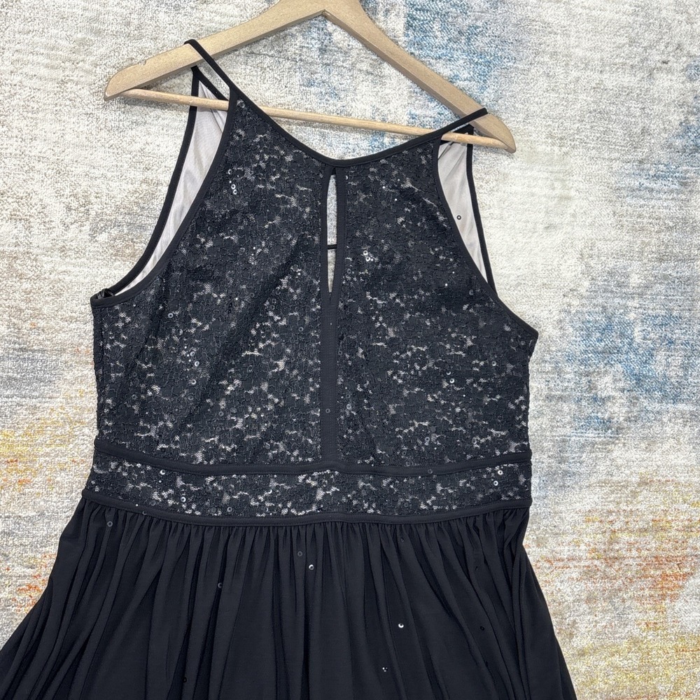 Black Formal Gown Size 18W‎ Fairy Gothic Lace Sequin Maxi Dress Plus Size